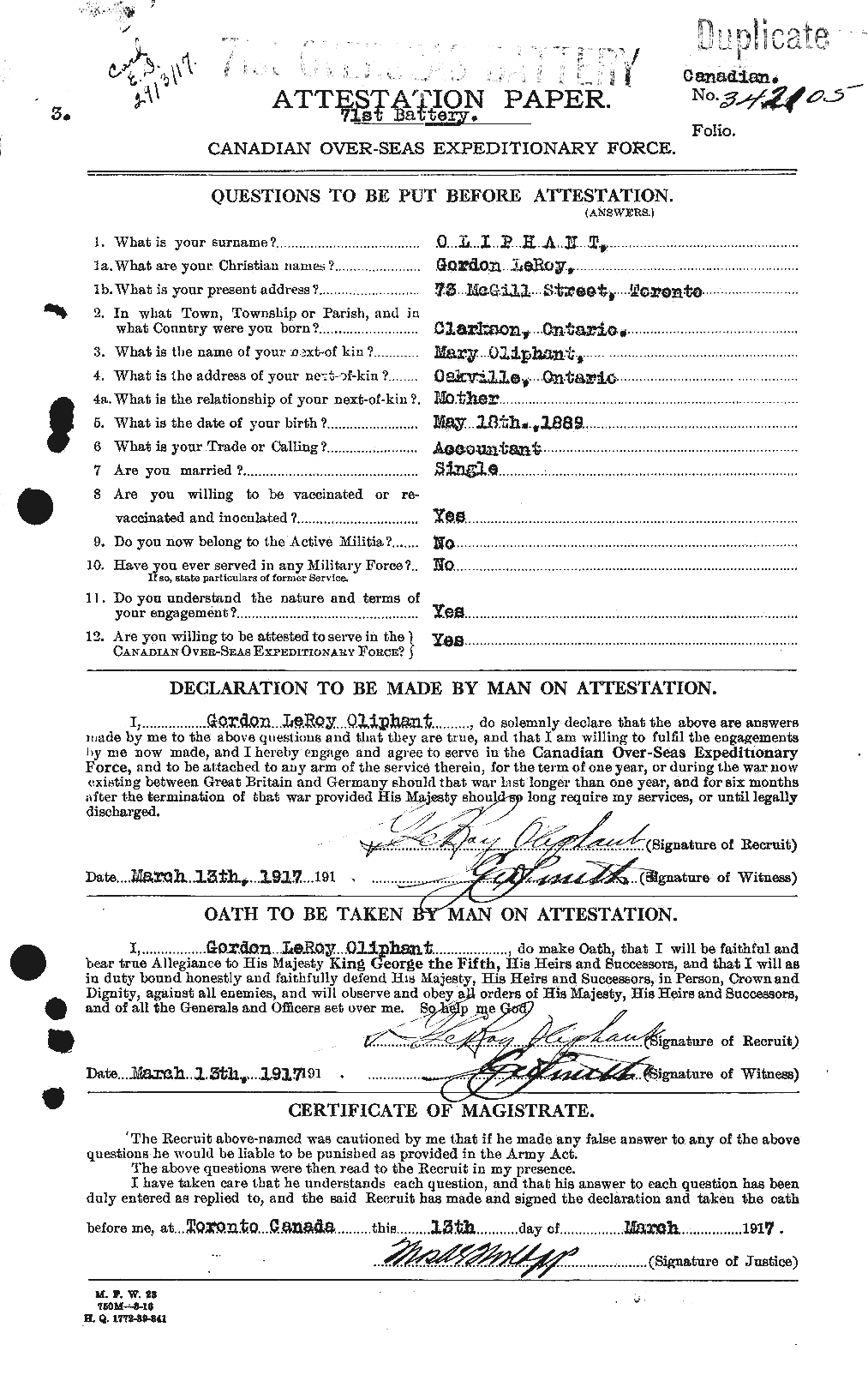 Personnel Records of the First World War - CEF 557058a