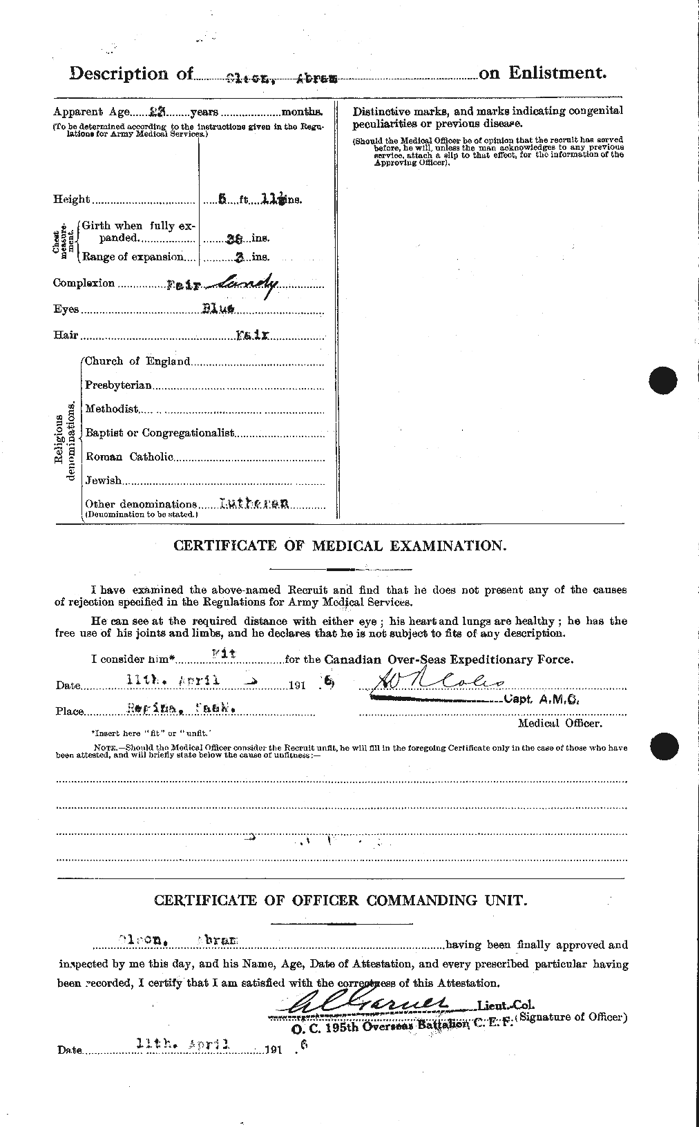 Dossiers du Personnel de la Première Guerre mondiale - CEC 557122b