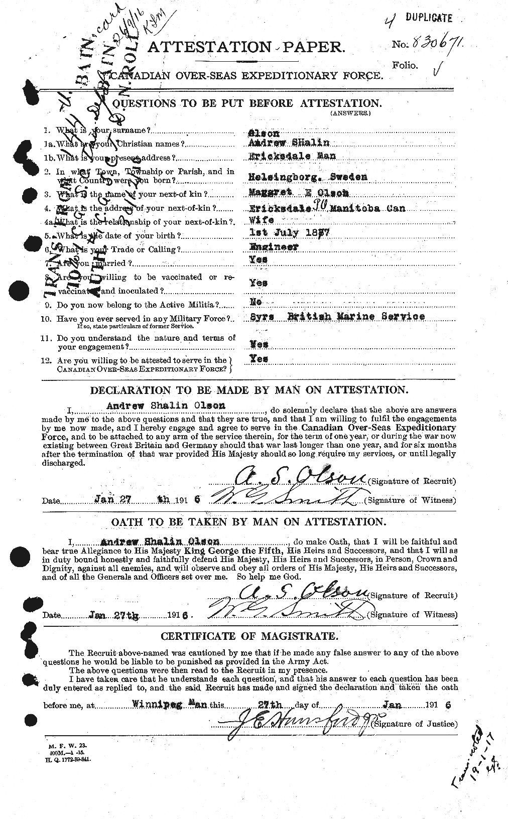 Personnel Records of the First World War - CEF 557140a