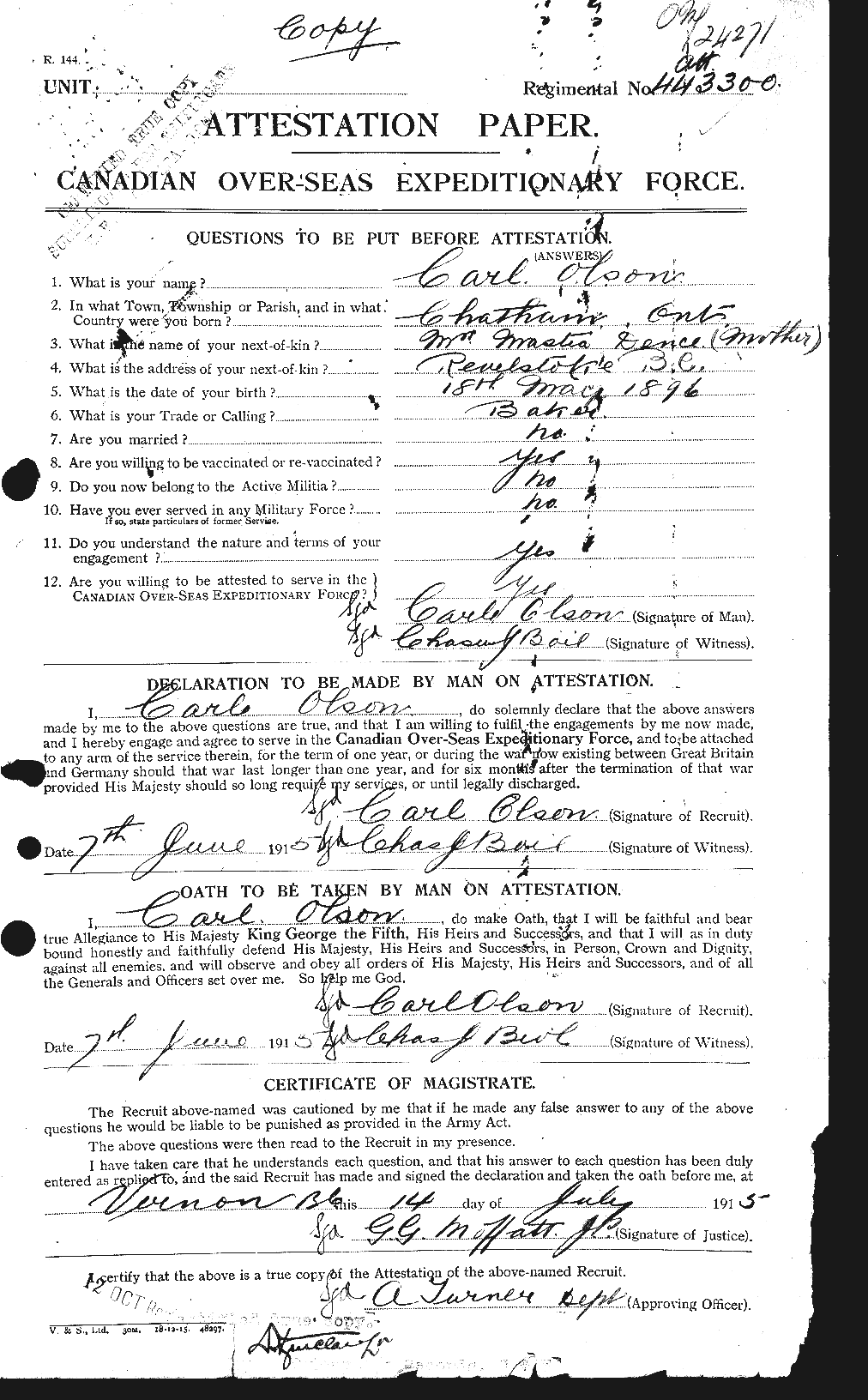 Personnel Records of the First World War - CEF 557164a