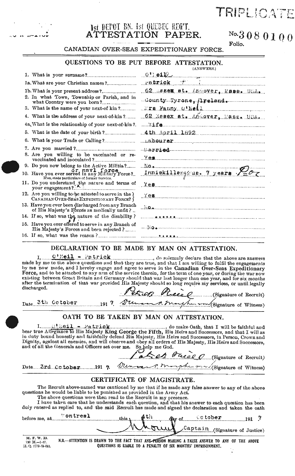 Personnel Records of the First World War - CEF 558078a