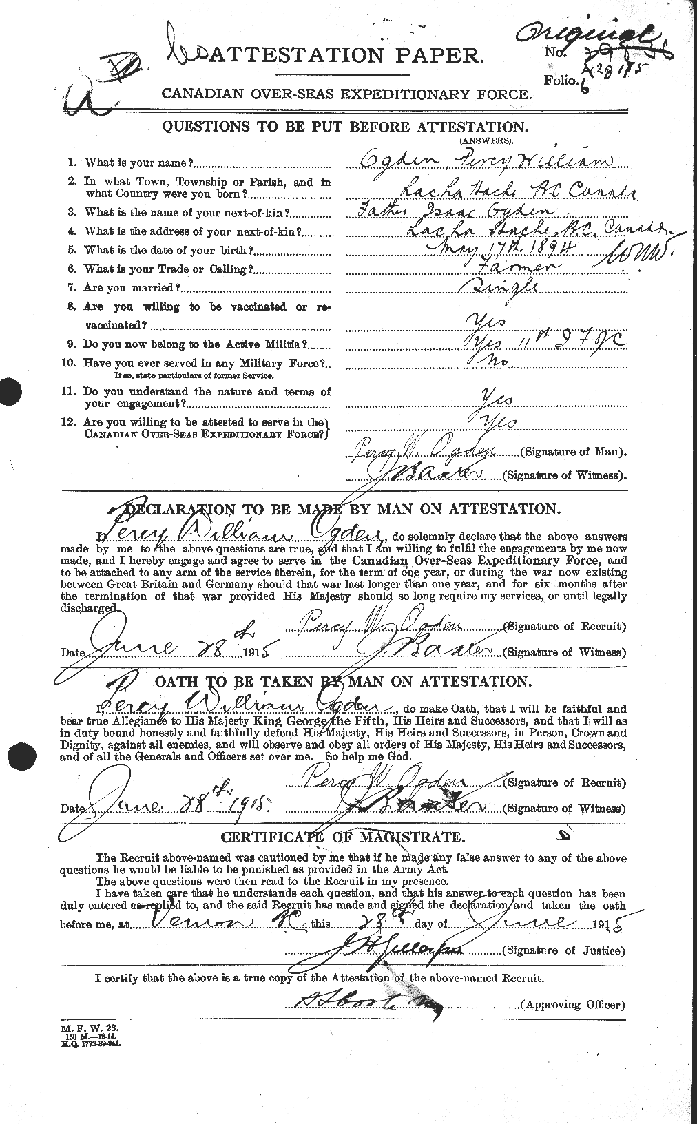 Personnel Records of the First World War - CEF 558450a