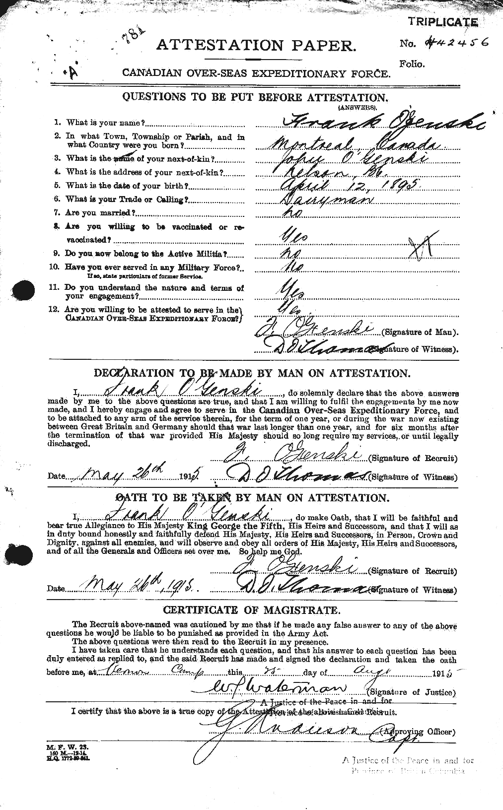 Personnel Records of the First World War - CEF 558470a