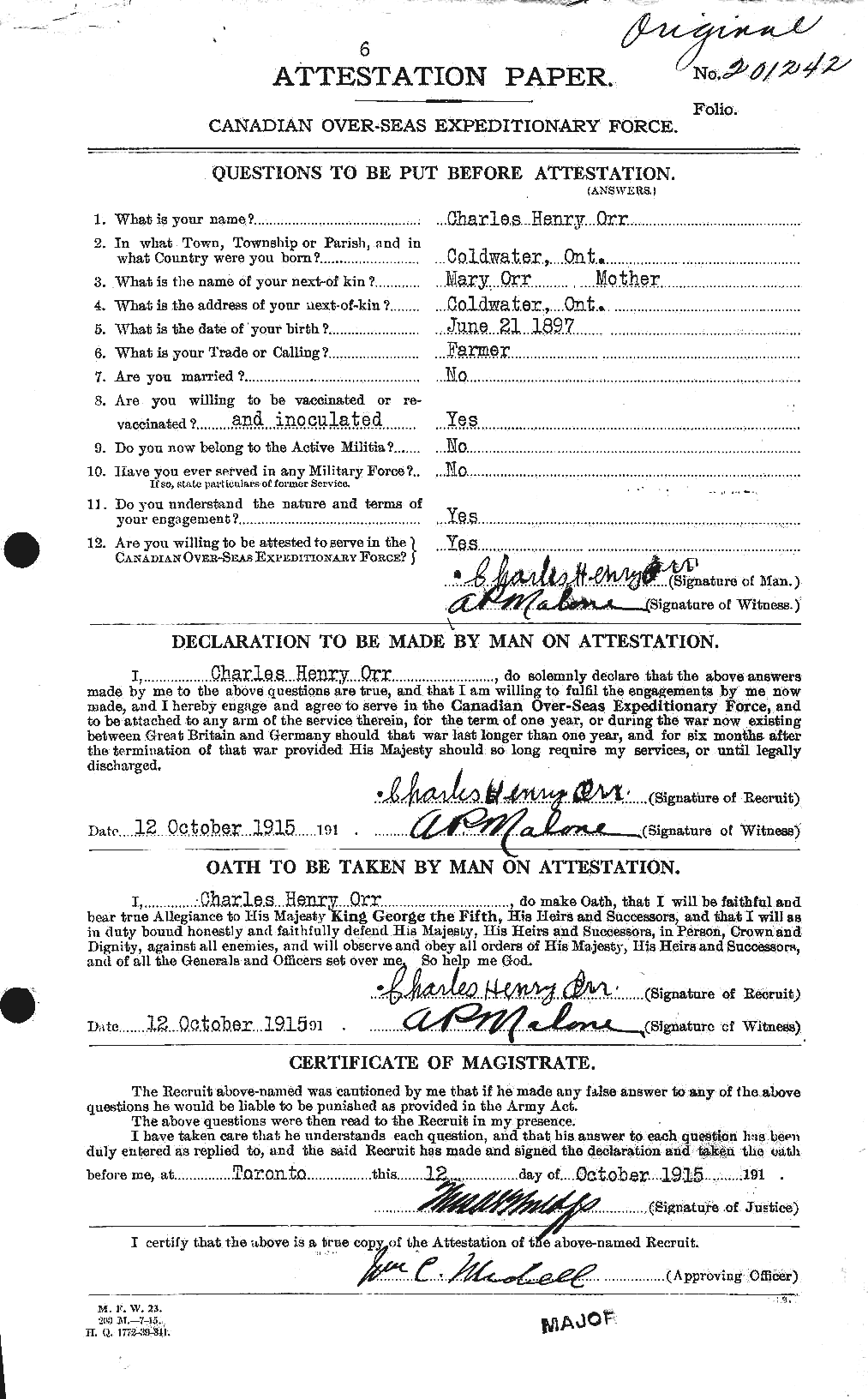 Personnel Records of the First World War - CEF 558590a