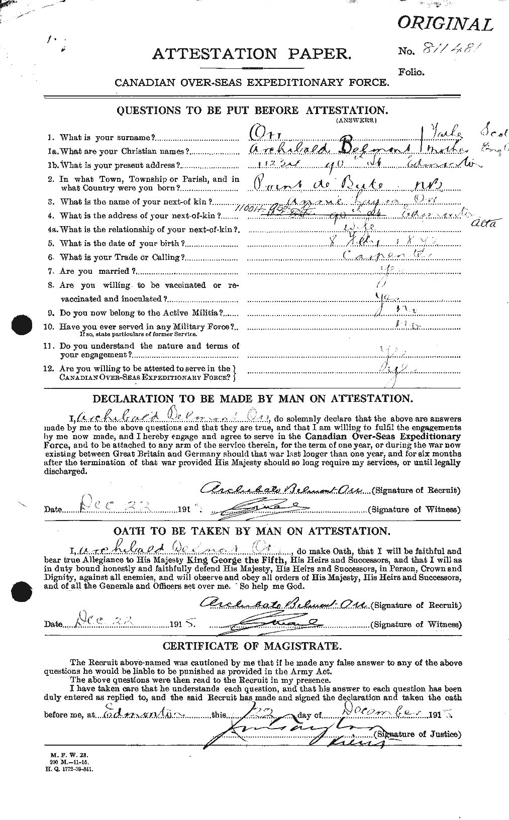 Personnel Records of the First World War - CEF 558704a