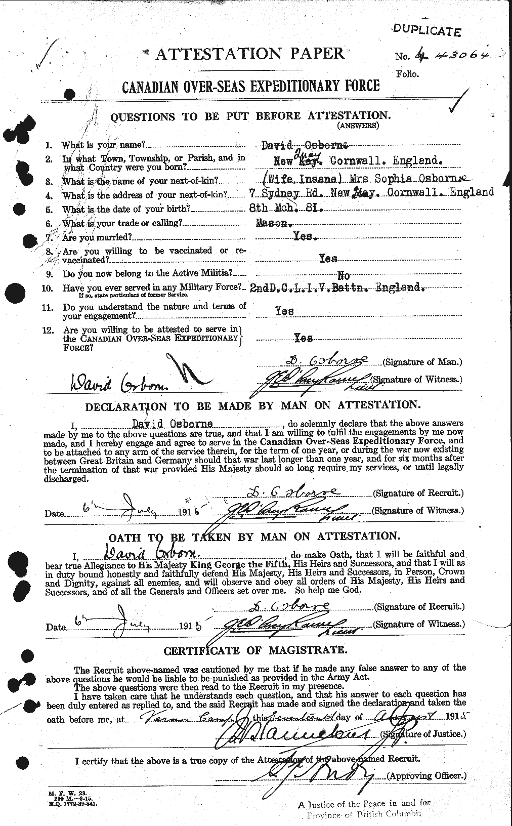 Personnel Records of the First World War - CEF 559185a