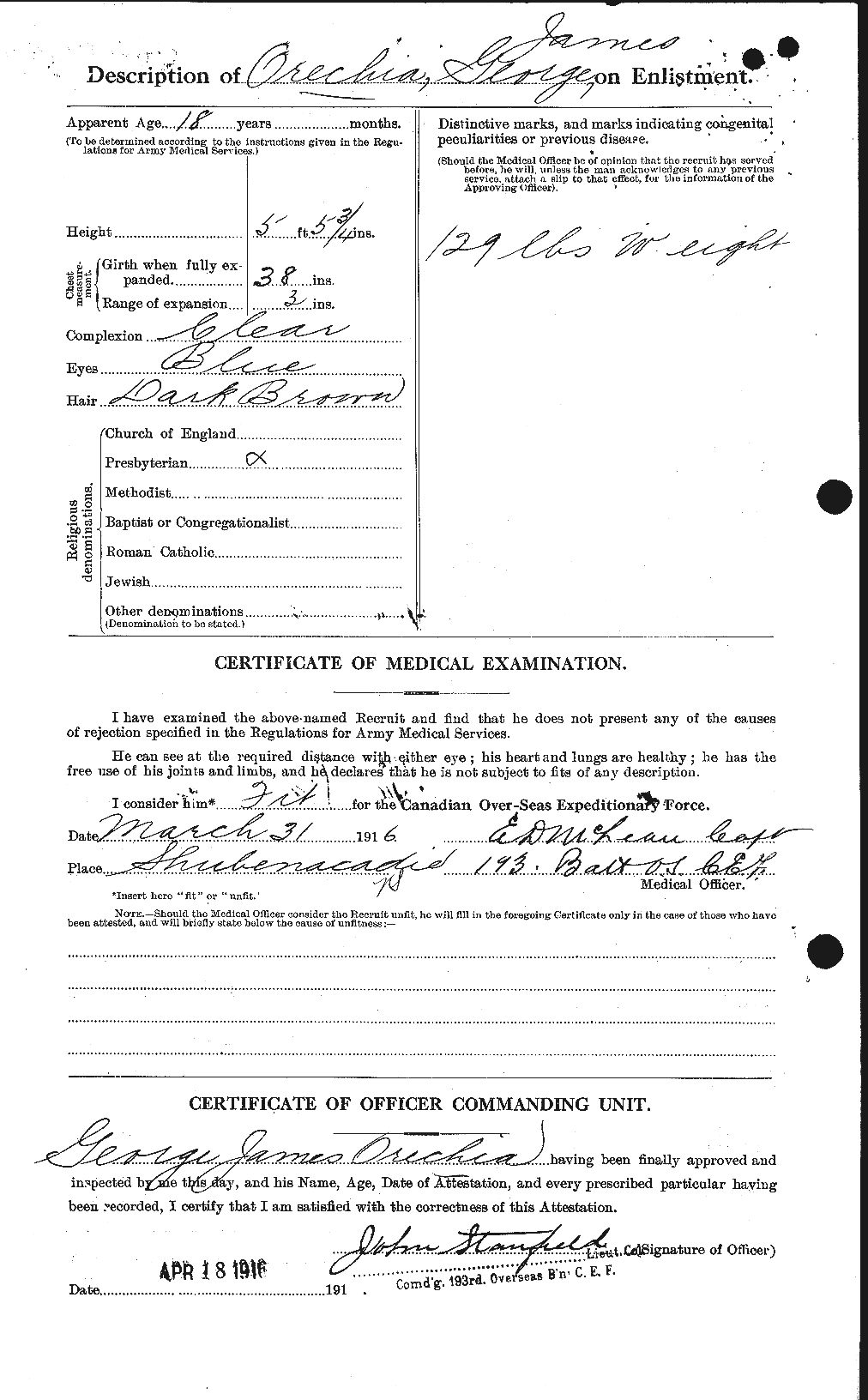 Dossiers du Personnel de la Première Guerre mondiale - CEC 559438b
