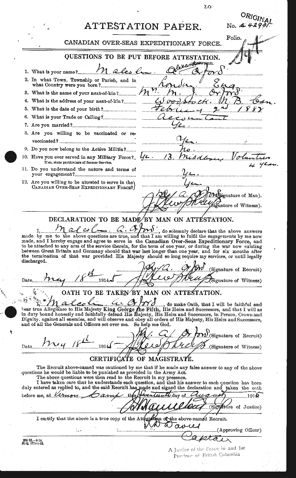 Personnel Records of the First World War - CEF 559560a