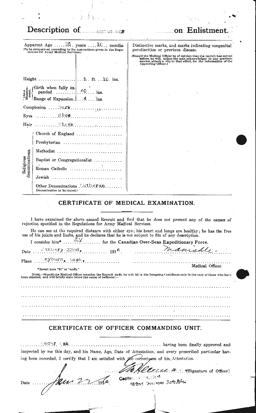 Dossiers du Personnel de la Première Guerre mondiale - CEC 560088b