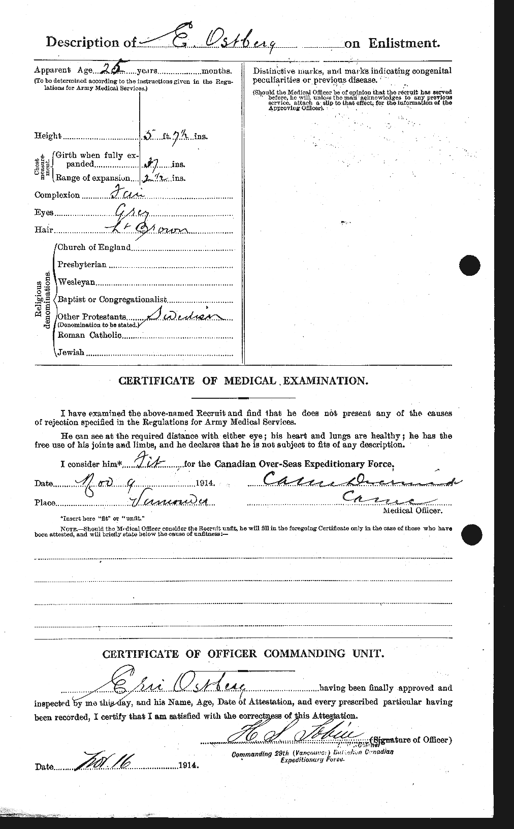 Dossiers du Personnel de la Première Guerre mondiale - CEC 560167b