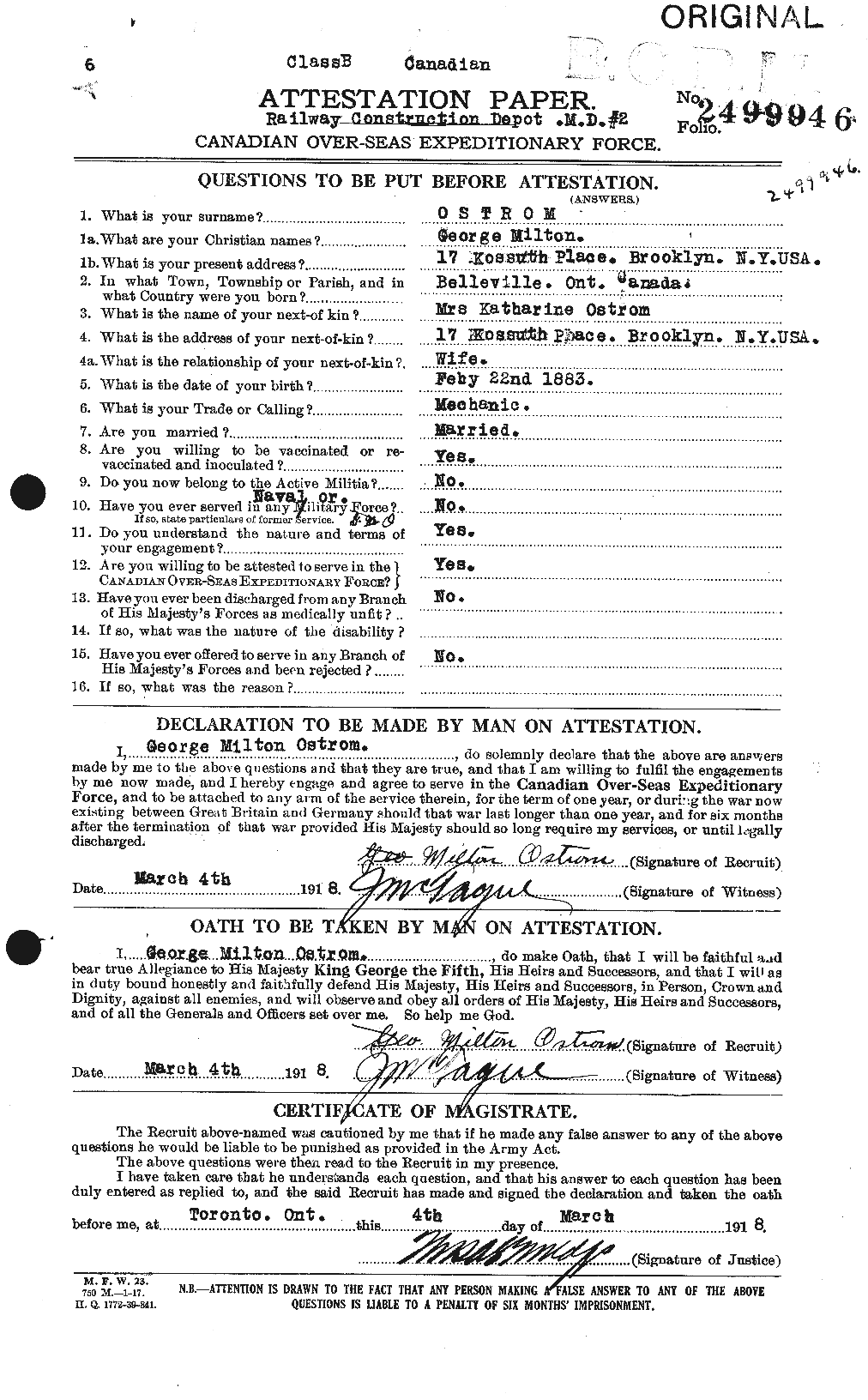 Personnel Records of the First World War - CEF 560270a