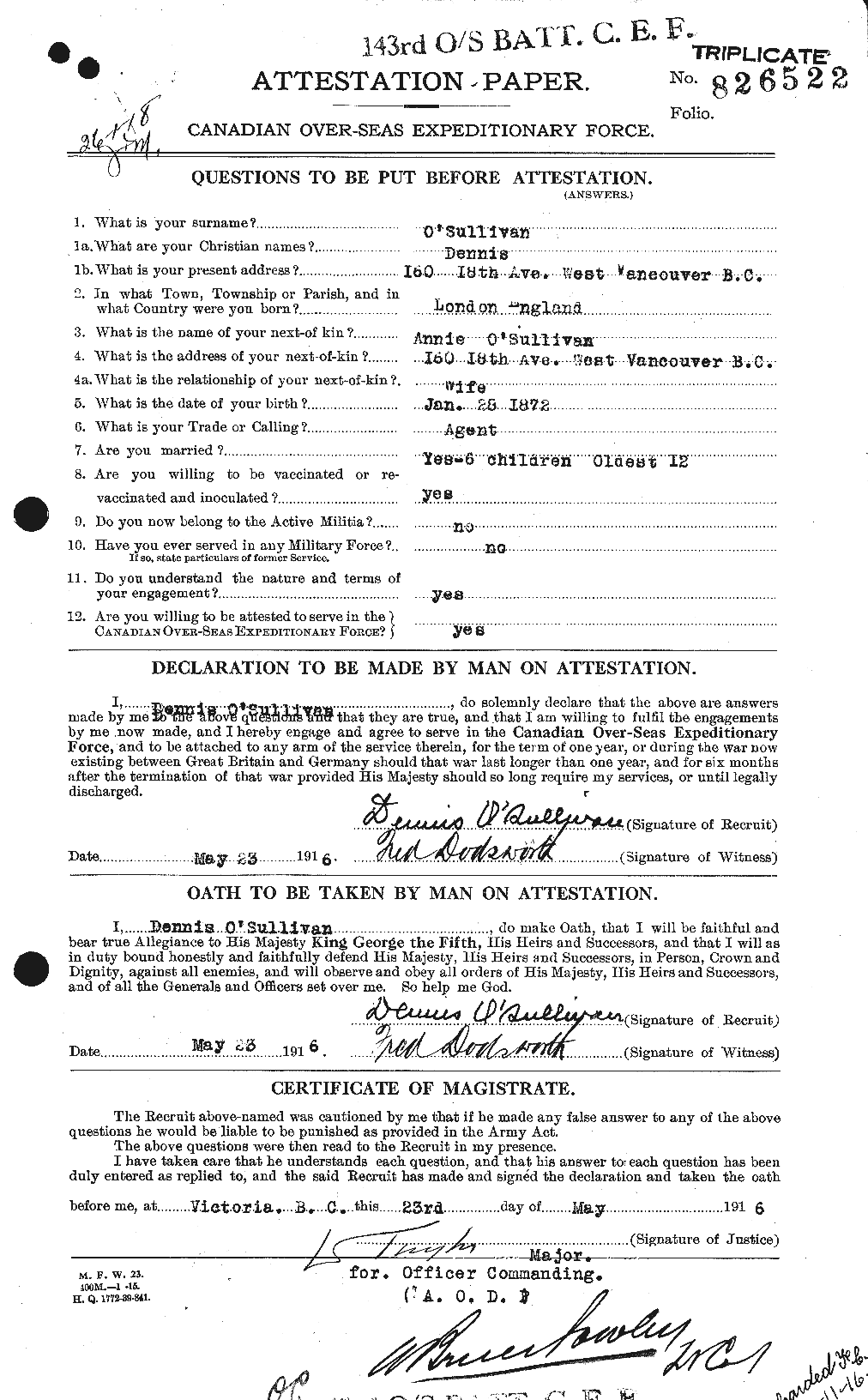 Personnel Records of the First World War - CEF 560311a