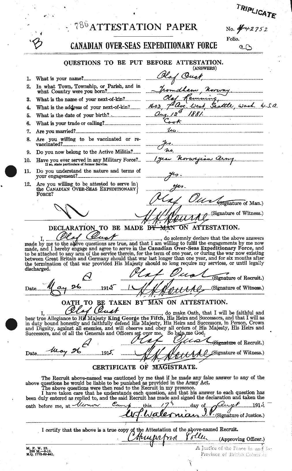 Personnel Records of the First World War - CEF 560991a
