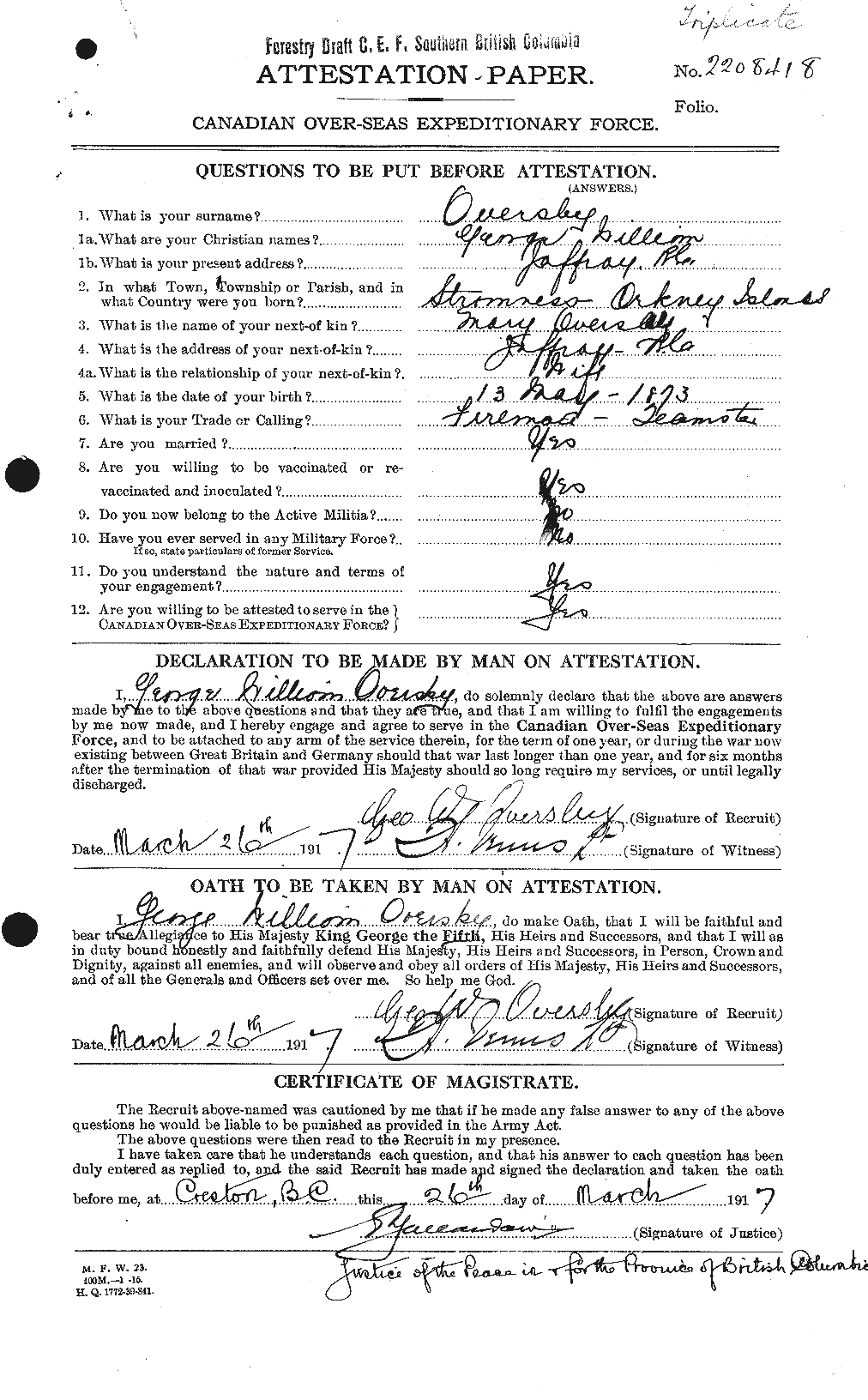 Personnel Records of the First World War - CEF 561131a