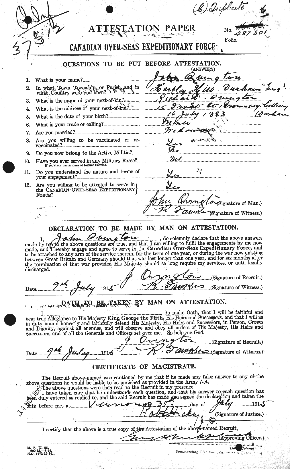 Personnel Records of the First World War - CEF 561172a