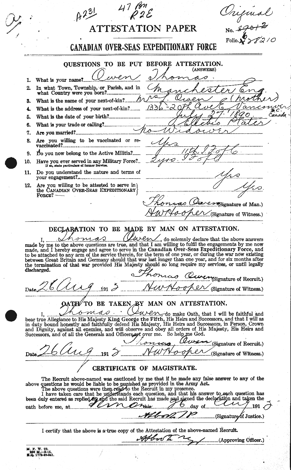Personnel Records of the First World War - CEF 561387a