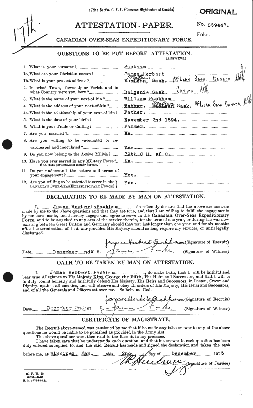 Personnel Records of the First World War - CEF 561823a