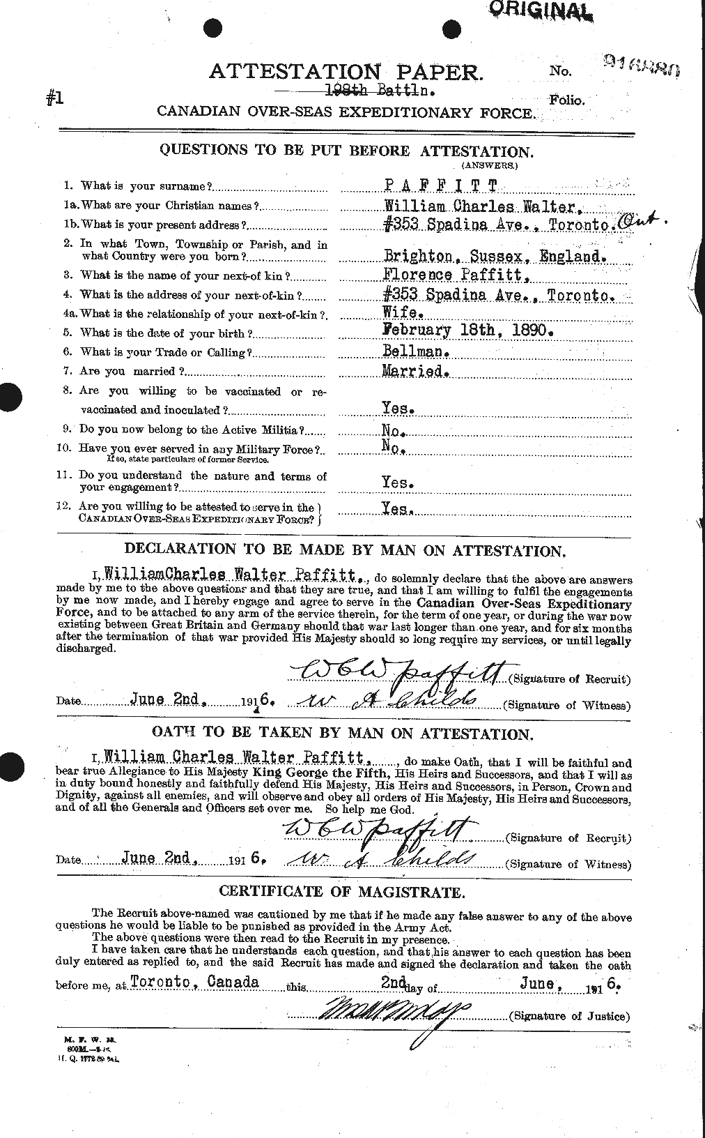 Personnel Records of the First World War - CEF 561960a