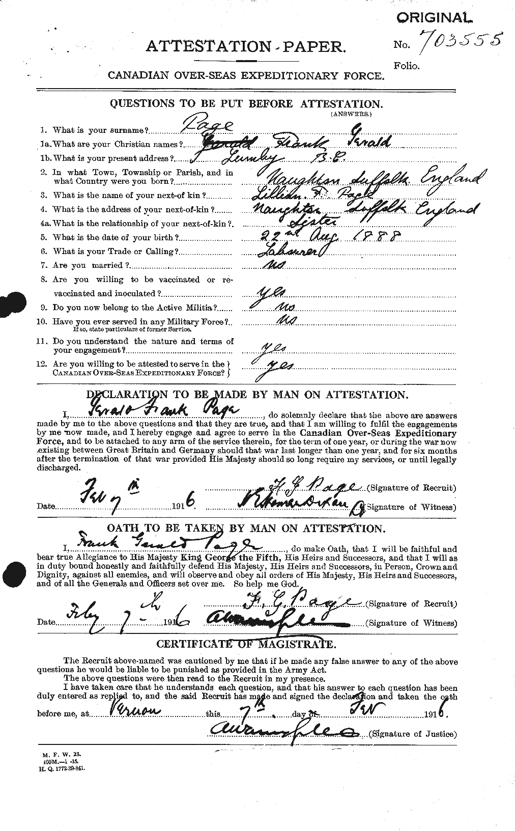Personnel Records of the First World War - CEF 562069a