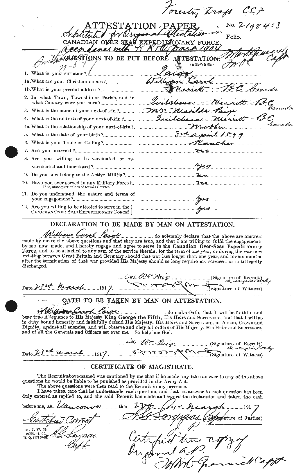 Personnel Records of the First World War - CEF 562436a