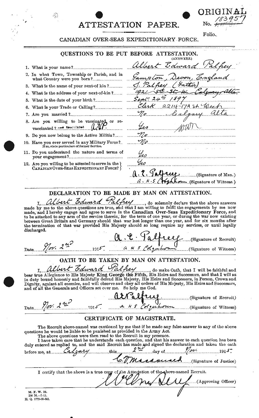 Personnel Records of the First World War - CEF 562626a