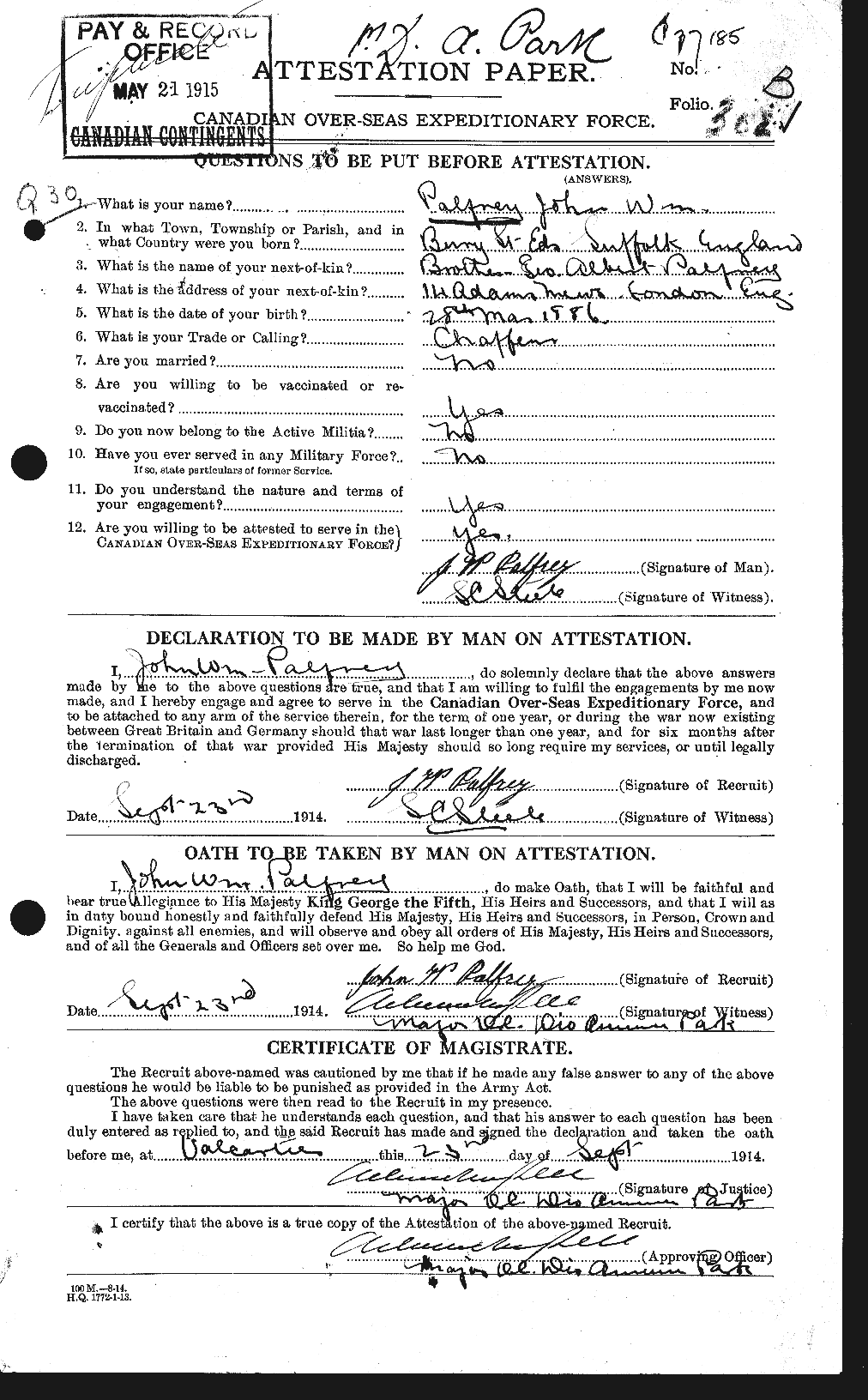 Personnel Records of the First World War - CEF 562634a