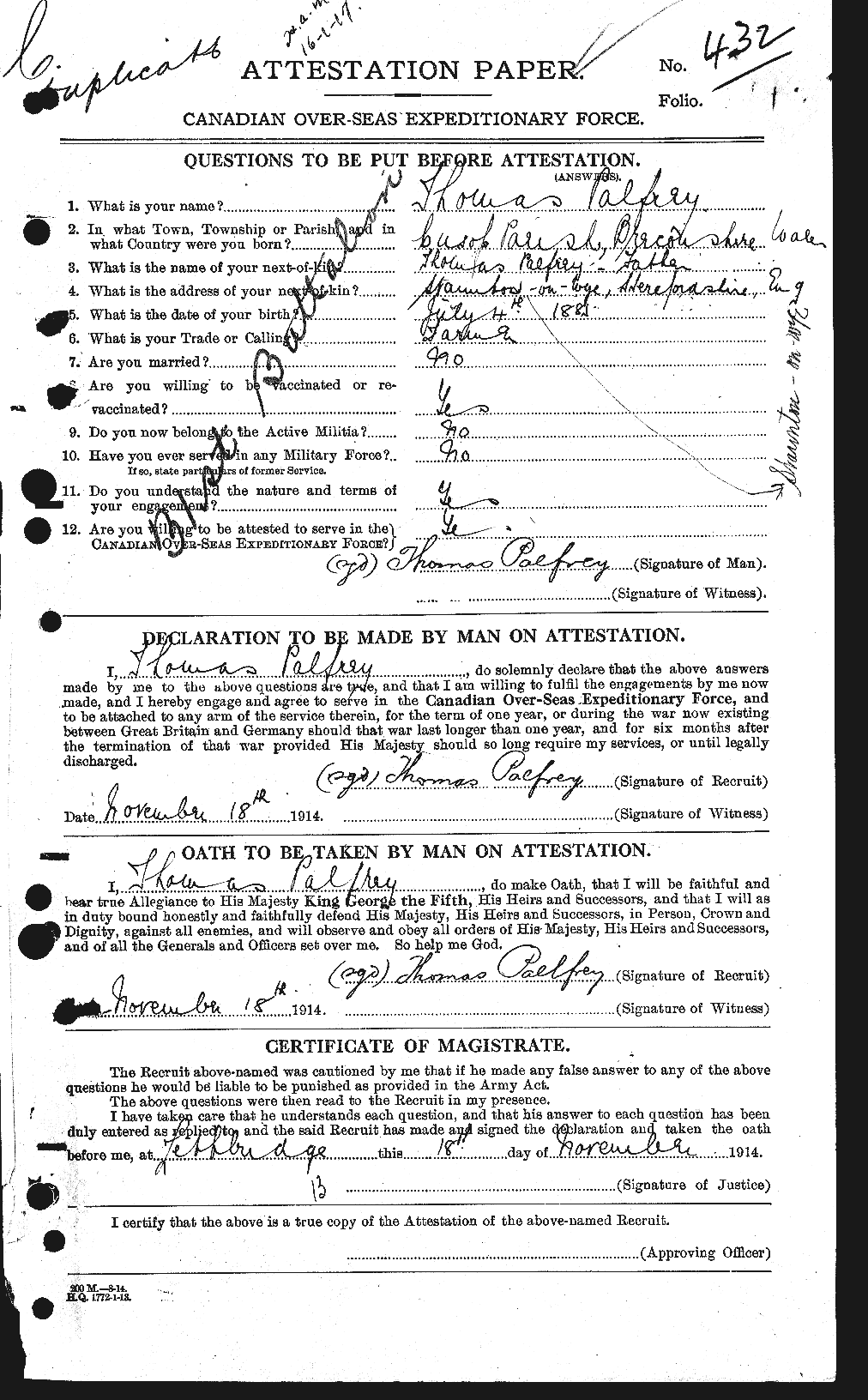 Personnel Records of the First World War - CEF 562637a