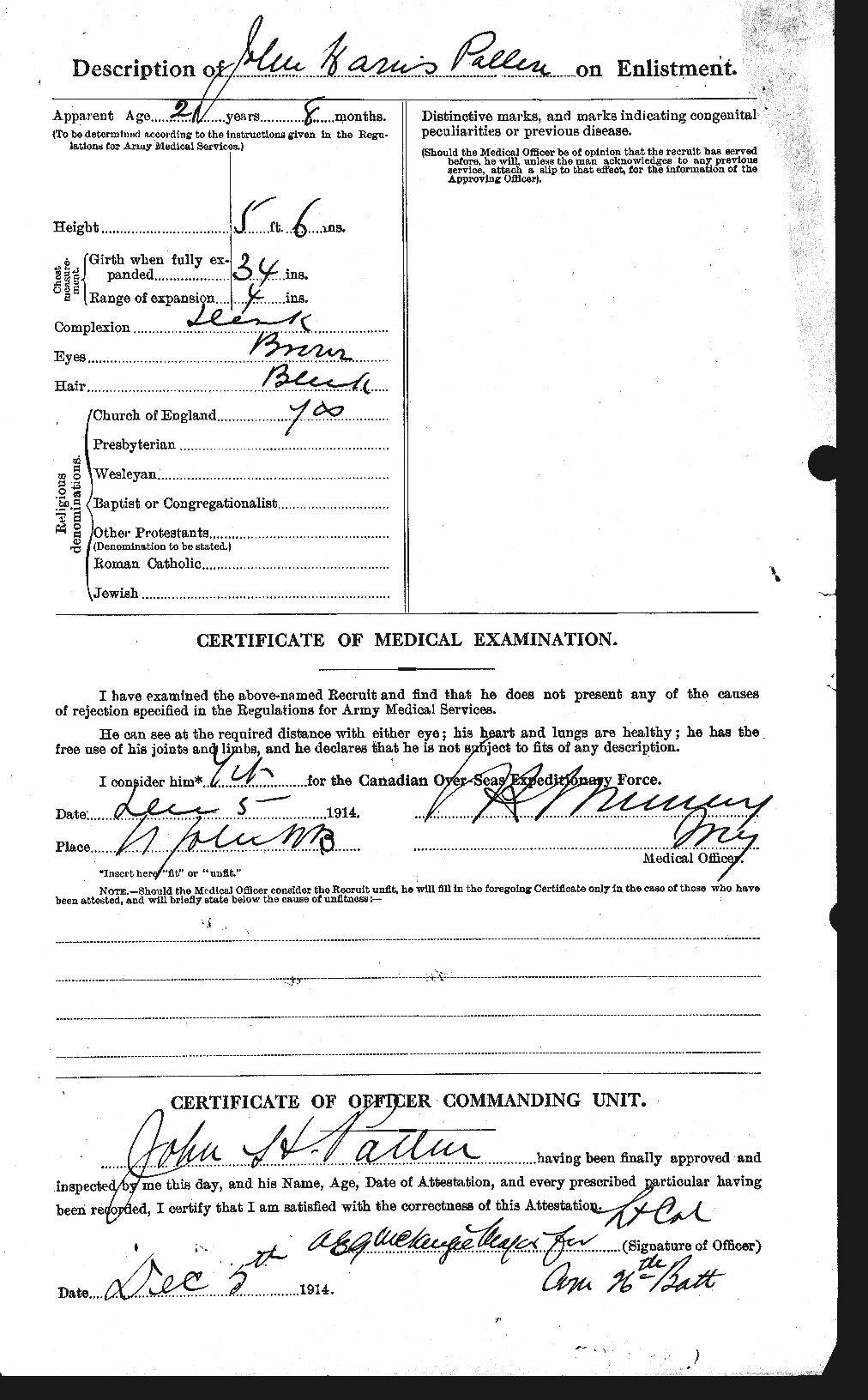 Dossiers du Personnel de la Première Guerre mondiale - CEC 562672b