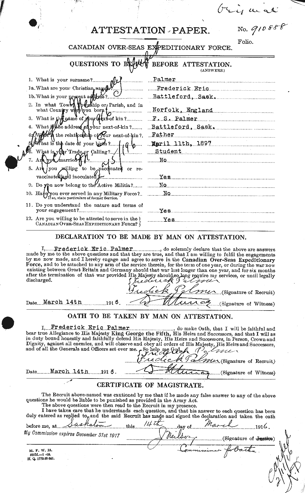 Personnel Records of the First World War - CEF 562898a