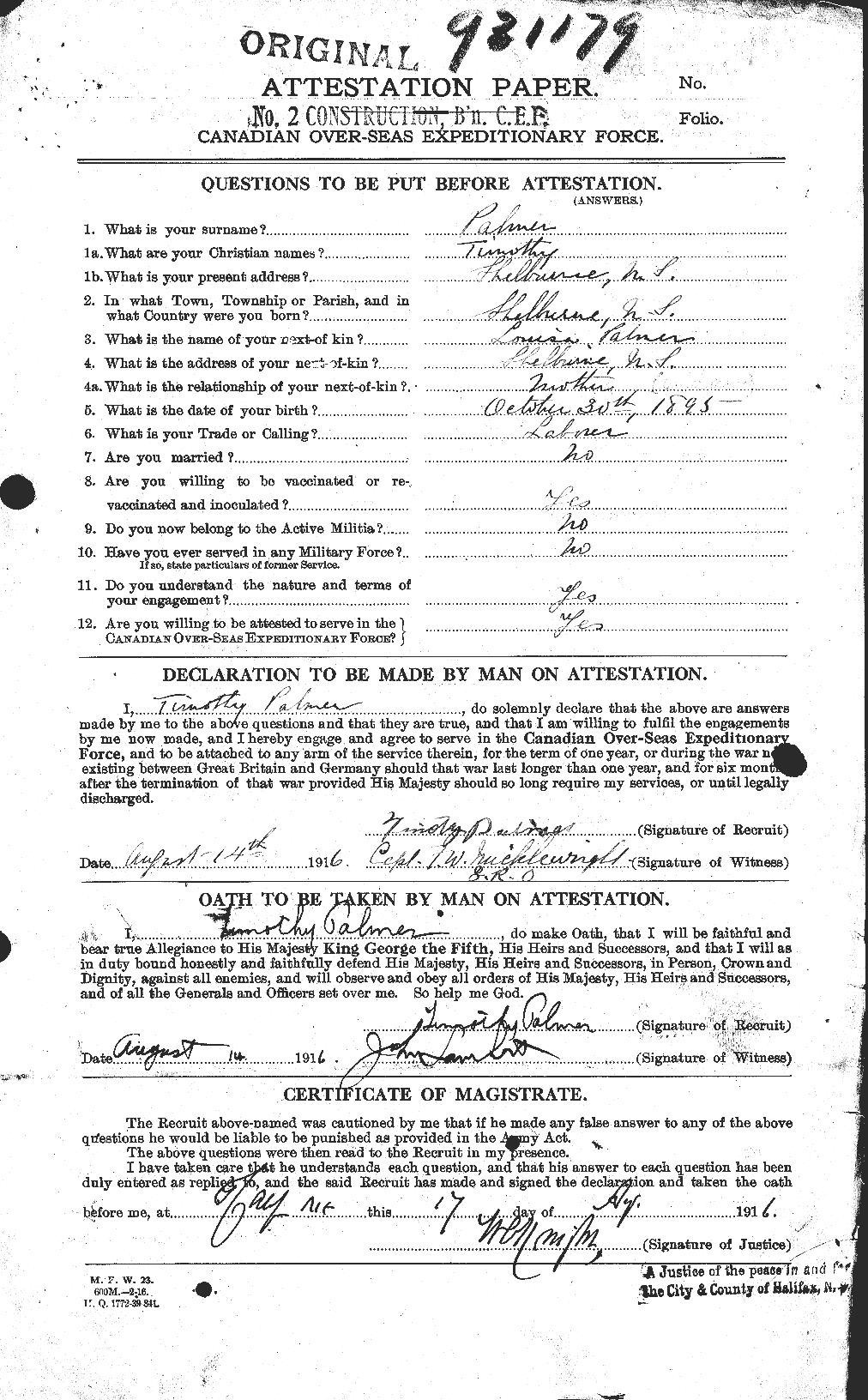 Personnel Records of the First World War - CEF 563179a