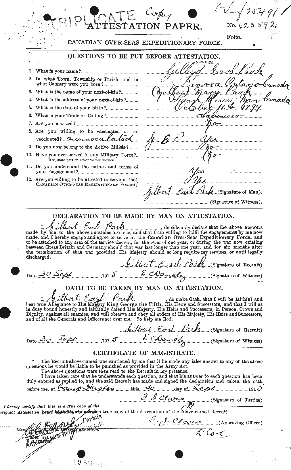 Personnel Records of the First World War - CEF 564785a