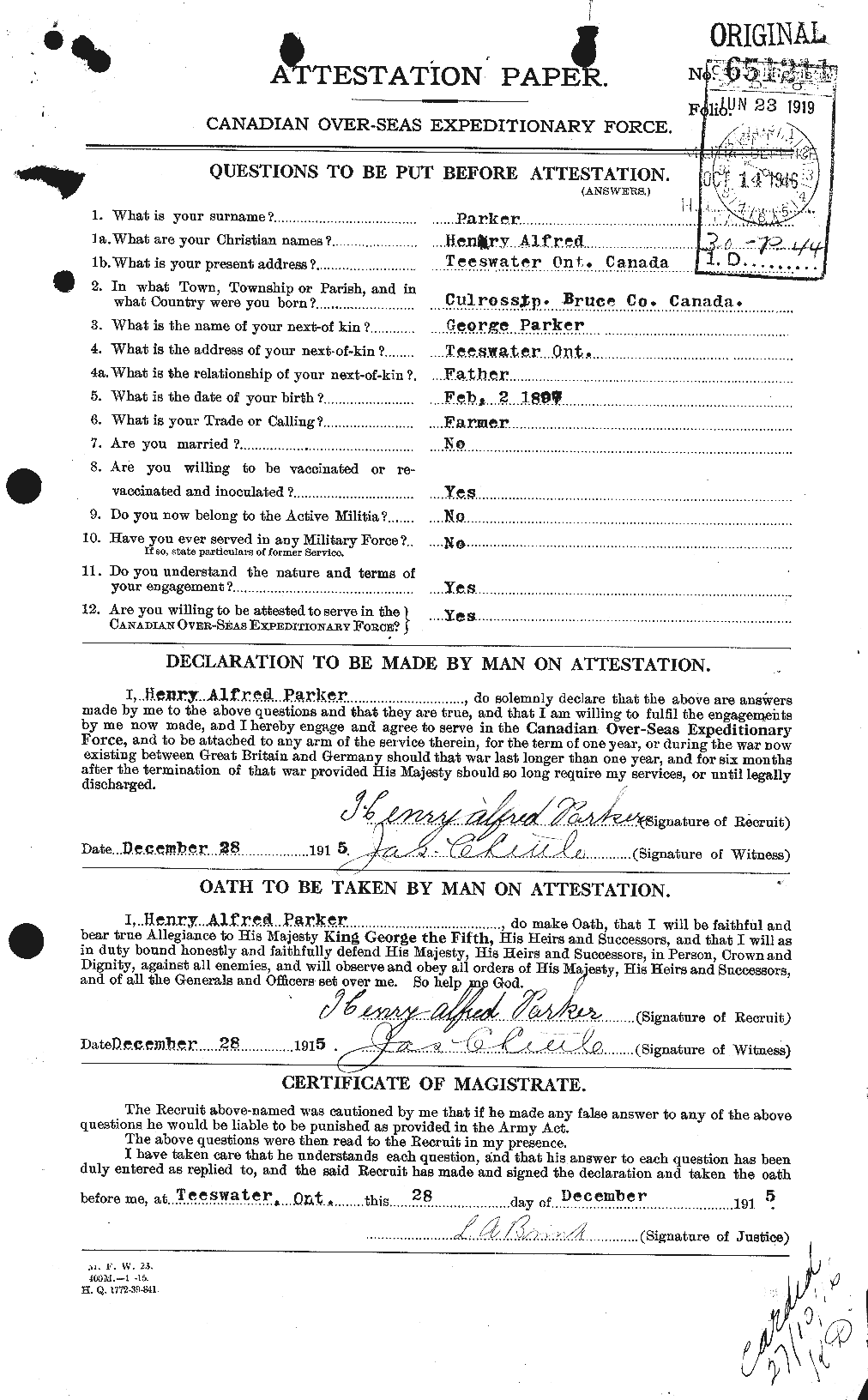 Personnel Records of the First World War - CEF 565348a