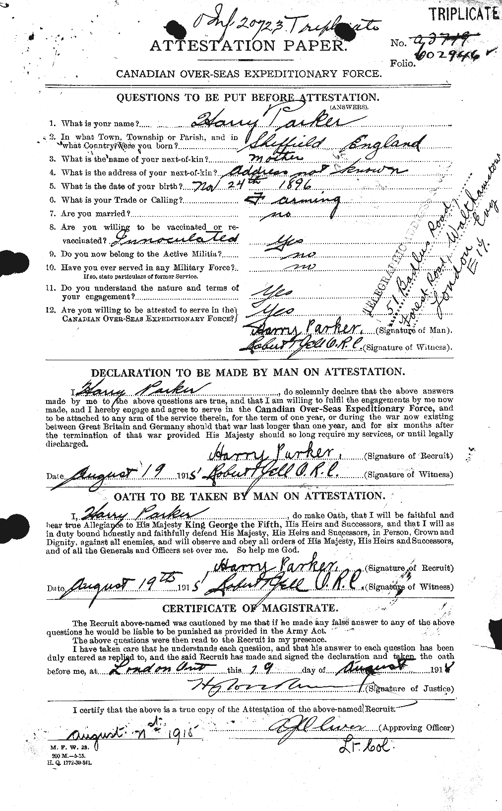Personnel Records of the First World War - CEF 565484a