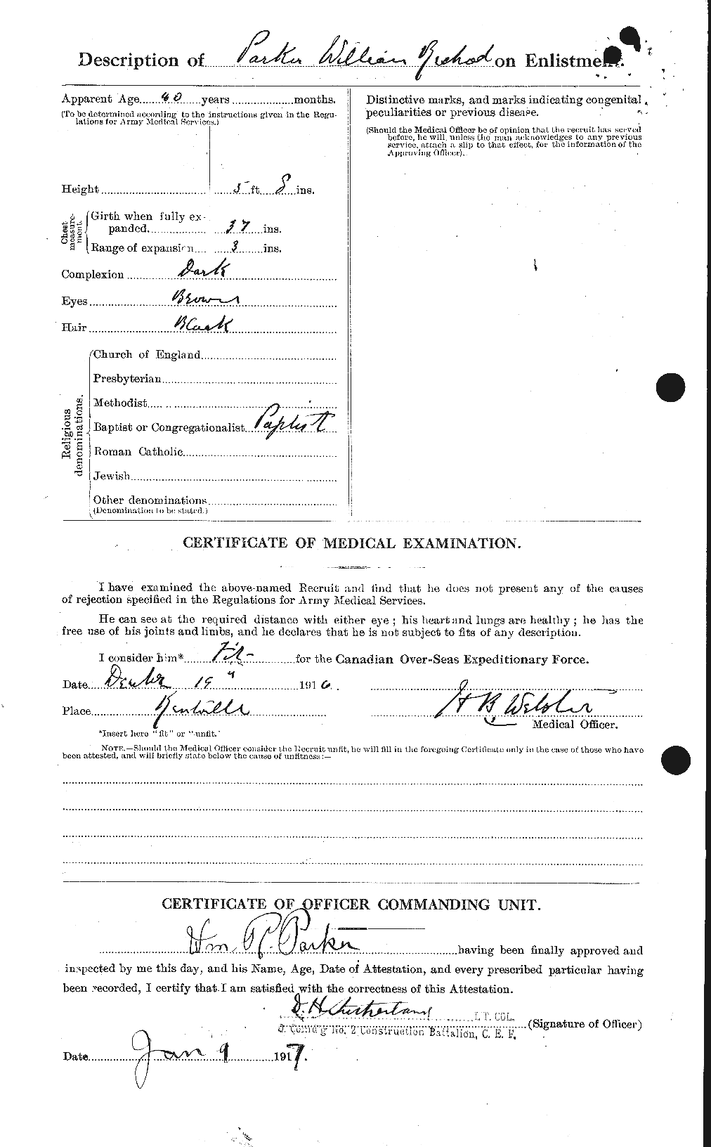 Dossiers du Personnel de la Première Guerre mondiale - CEC 565783b