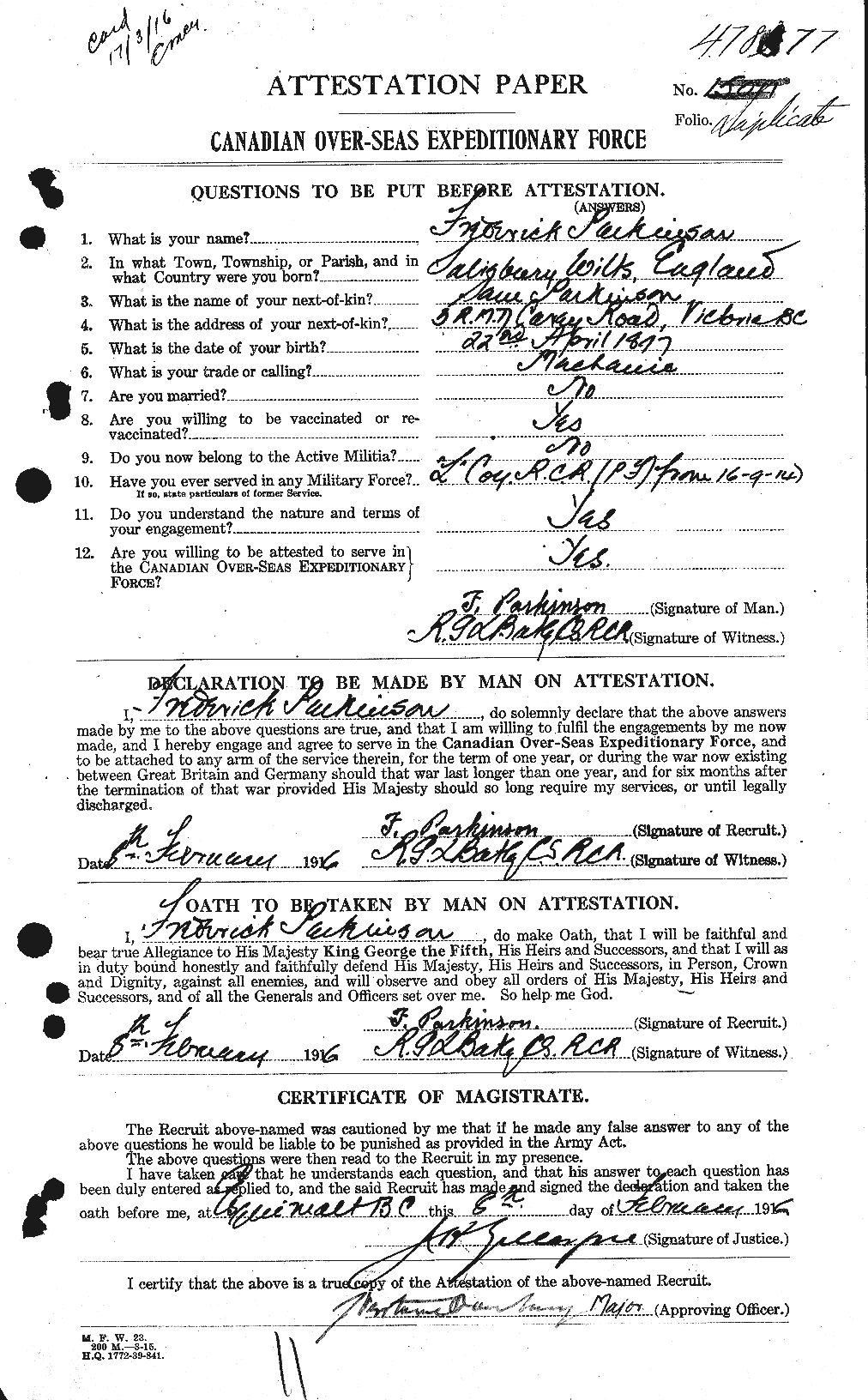 Personnel Records of the First World War - CEF 565990a