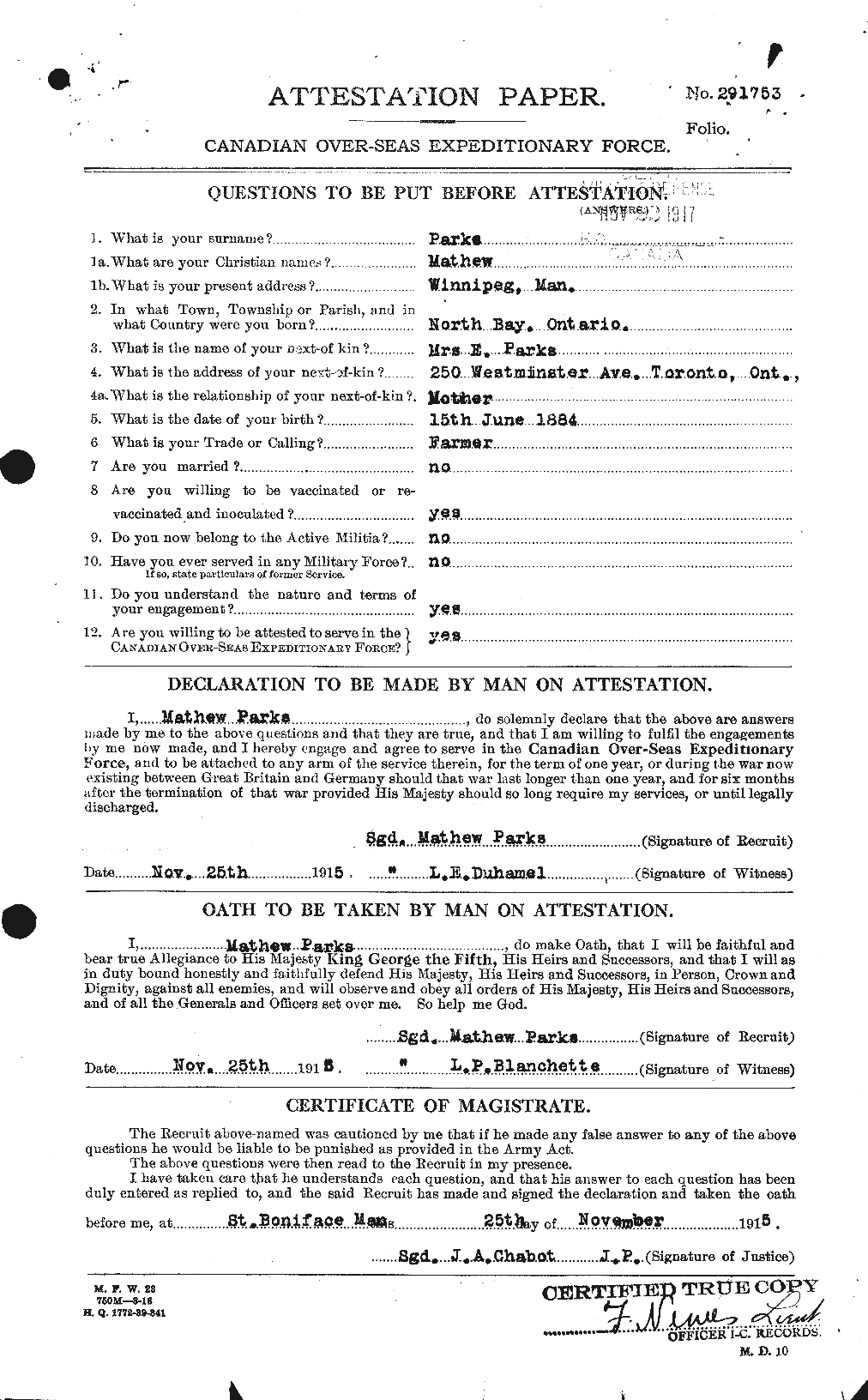Personnel Records of the First World War - CEF 566186a