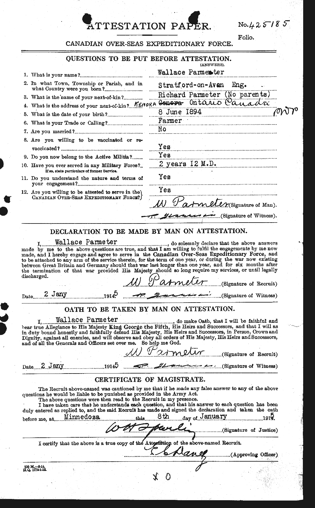 Personnel Records of the First World War - CEF 566323a