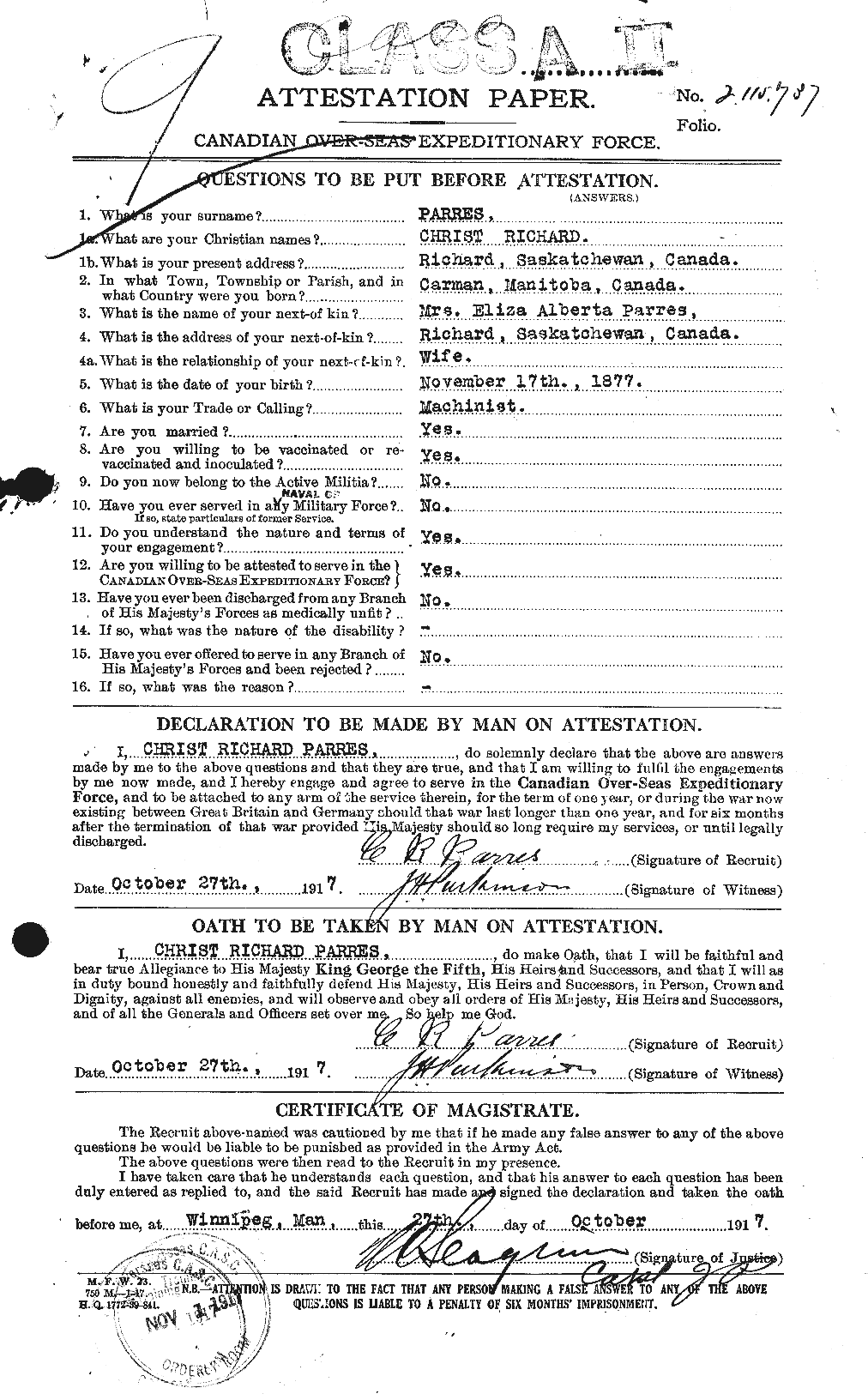 Personnel Records of the First World War - CEF 566466a