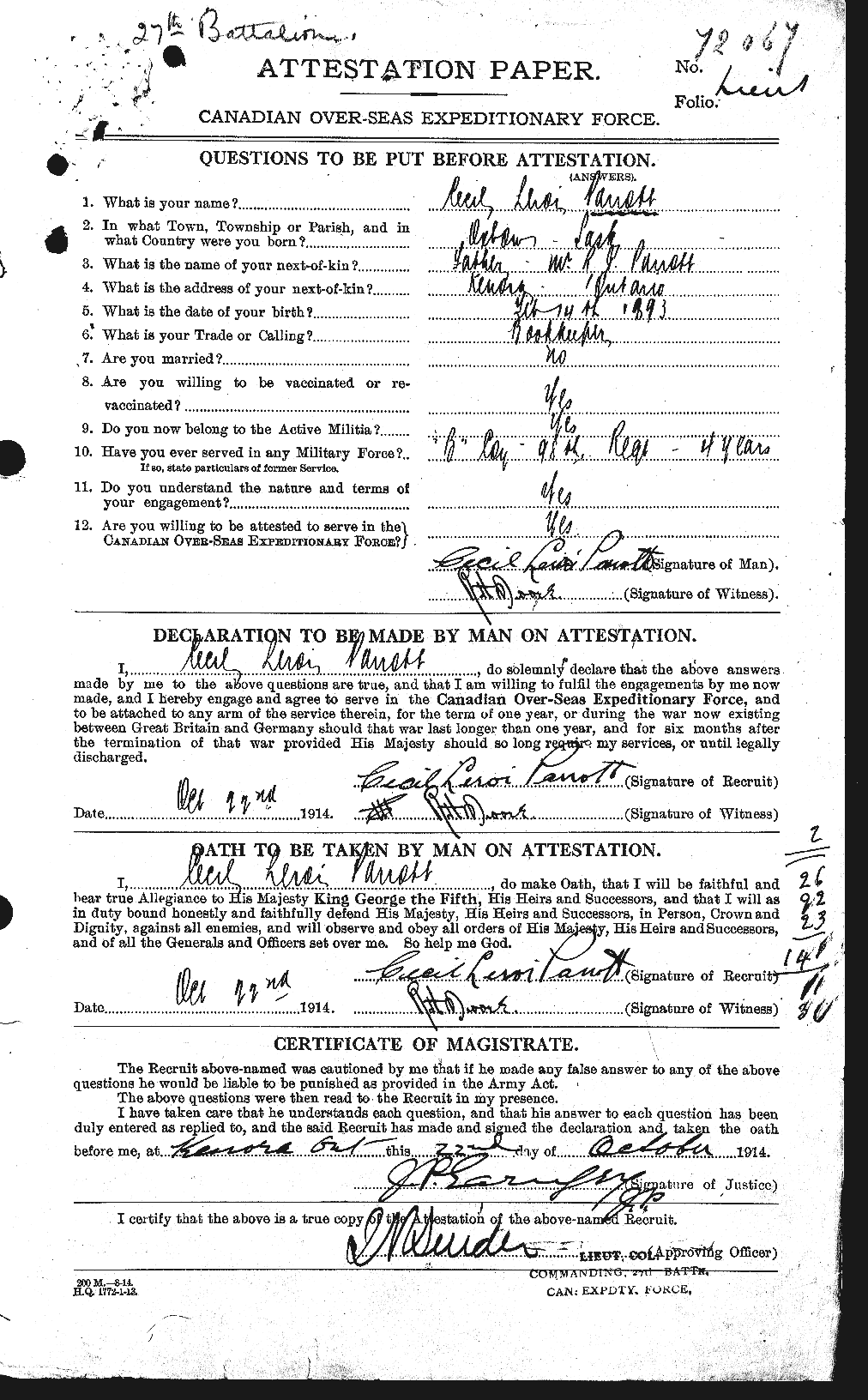 Personnel Records of the First World War - CEF 566549a