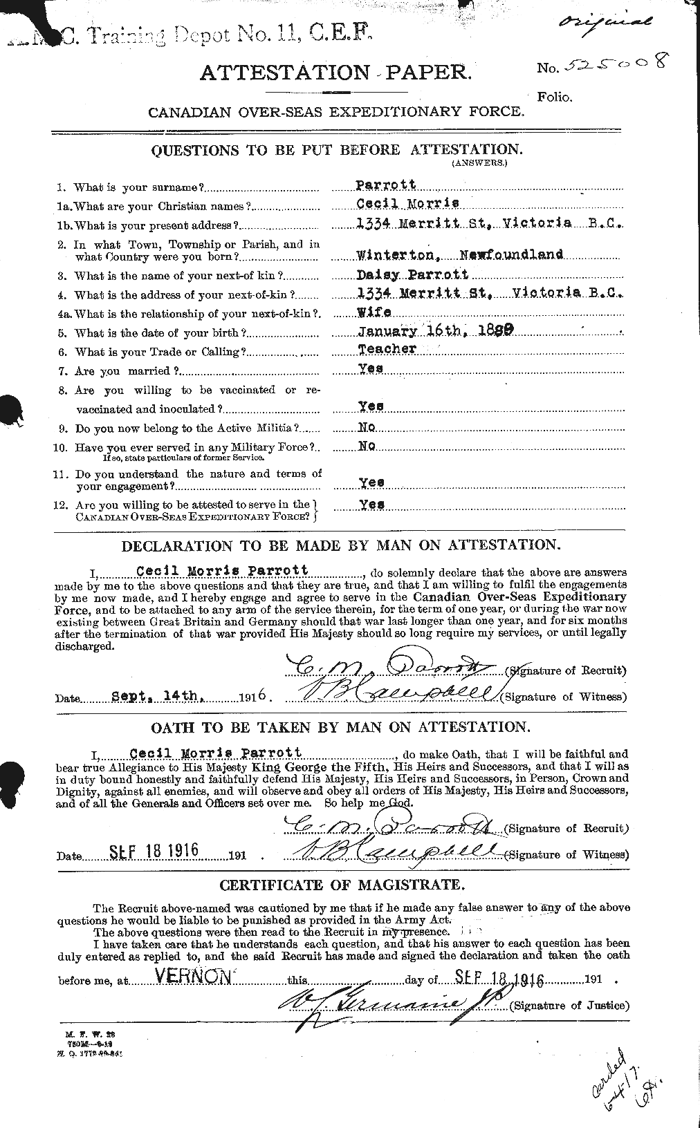 Personnel Records of the First World War - CEF 566550a