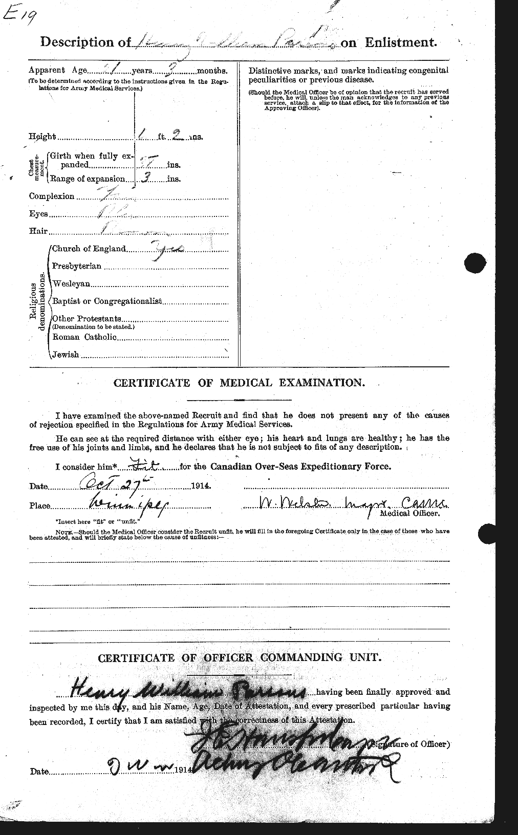 Dossiers du Personnel de la Première Guerre mondiale - CEC 566892b