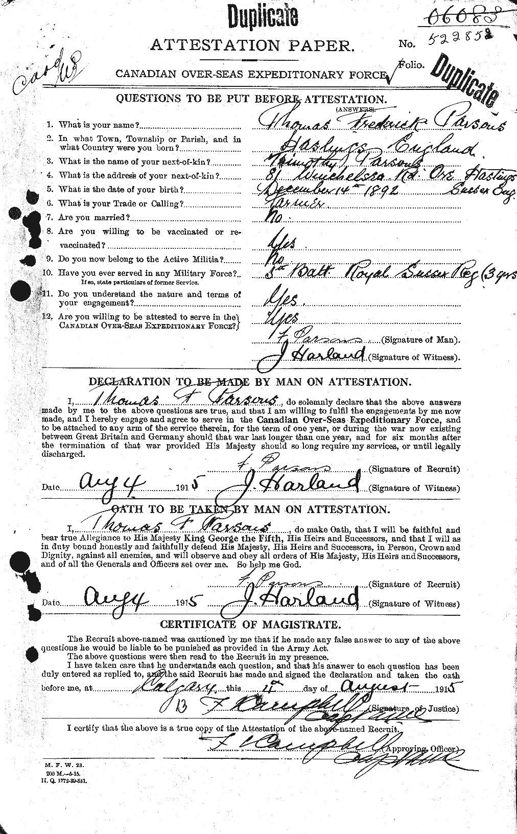 Personnel Records of the First World War - CEF 567000a