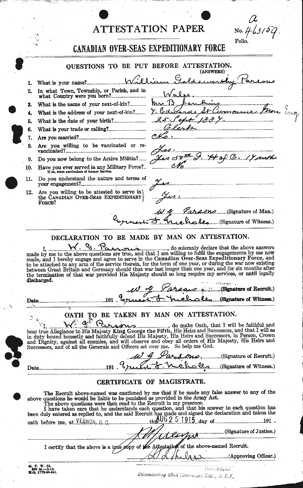 Personnel Records of the First World War - CEF 567041a