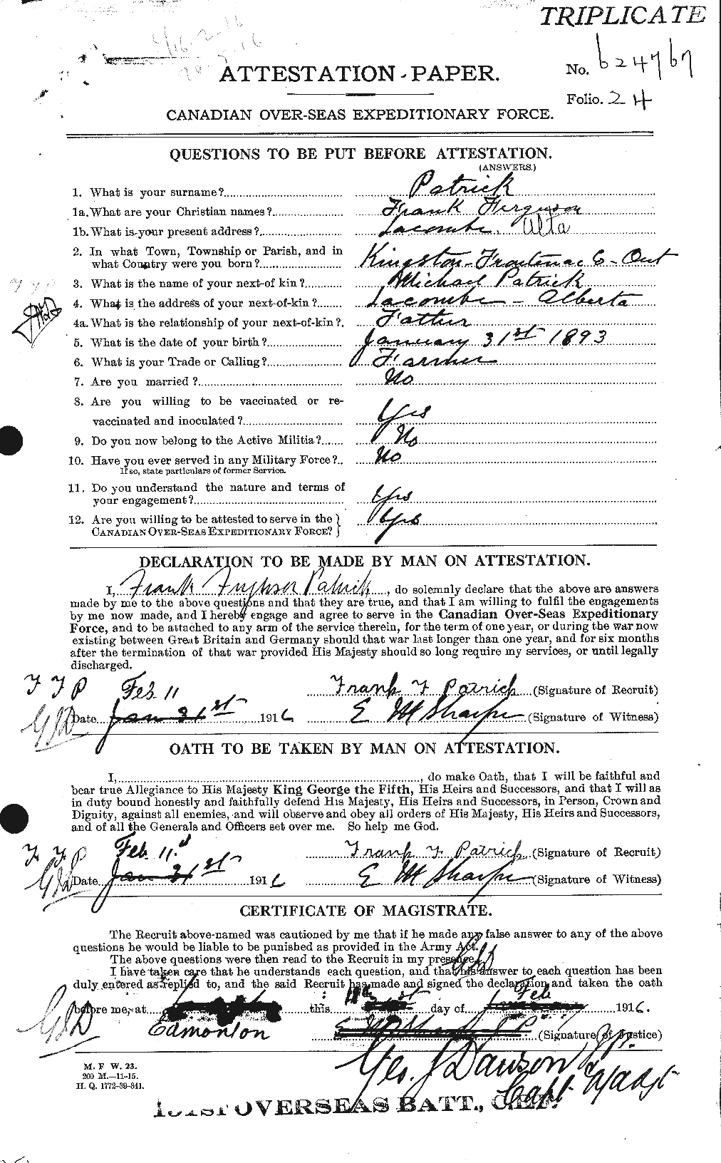 Personnel Records of the First World War - CEF 568008a