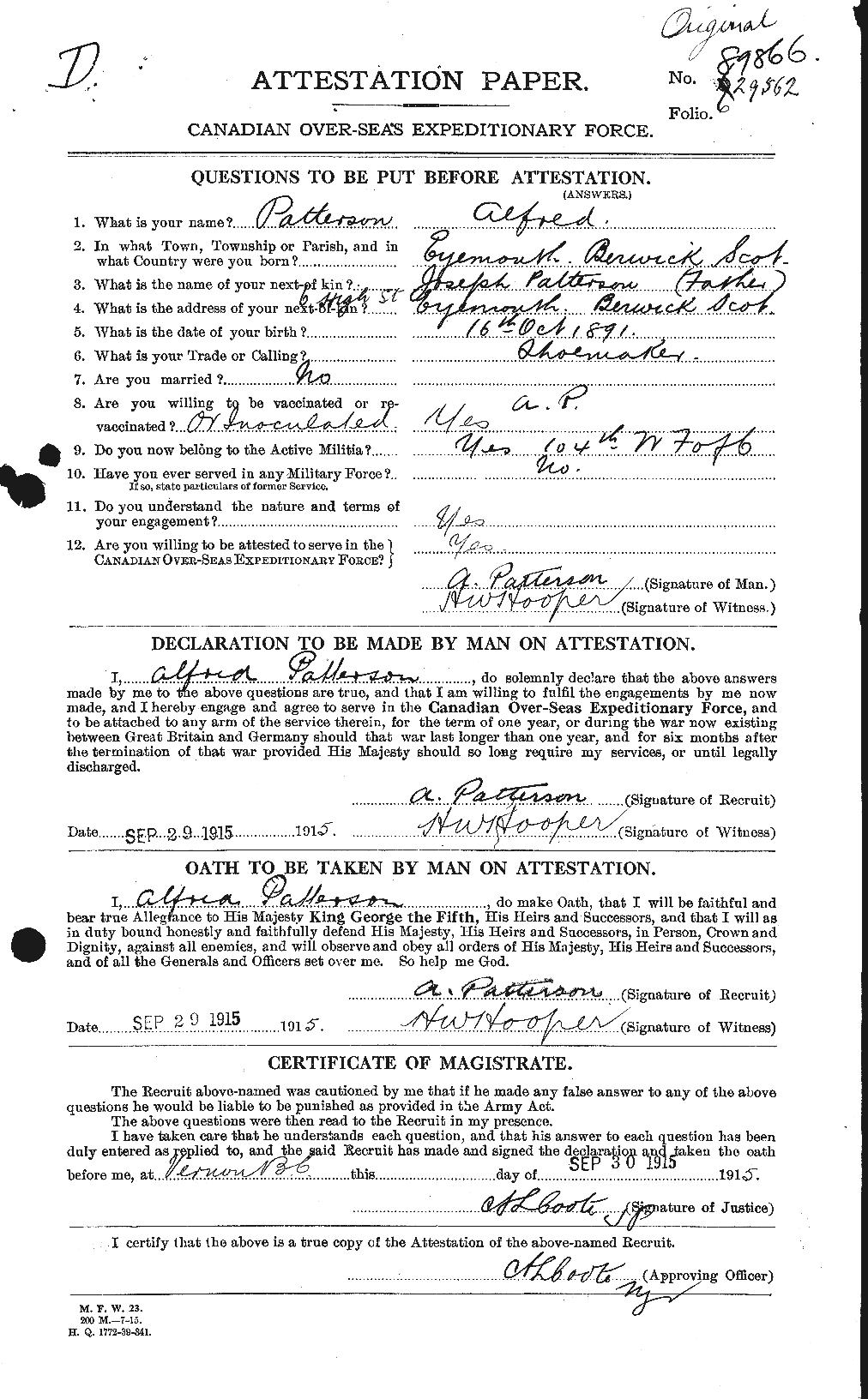 Personnel Records of the First World War - CEF 568215a