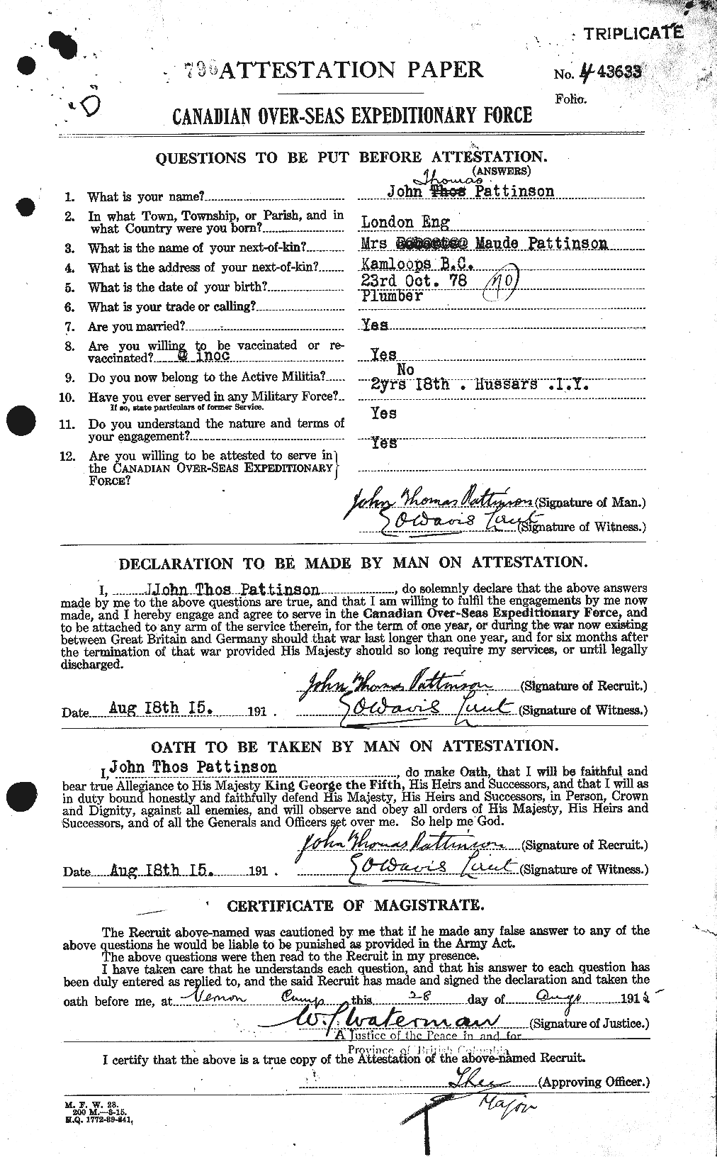 Personnel Records of the First World War - CEF 568907a