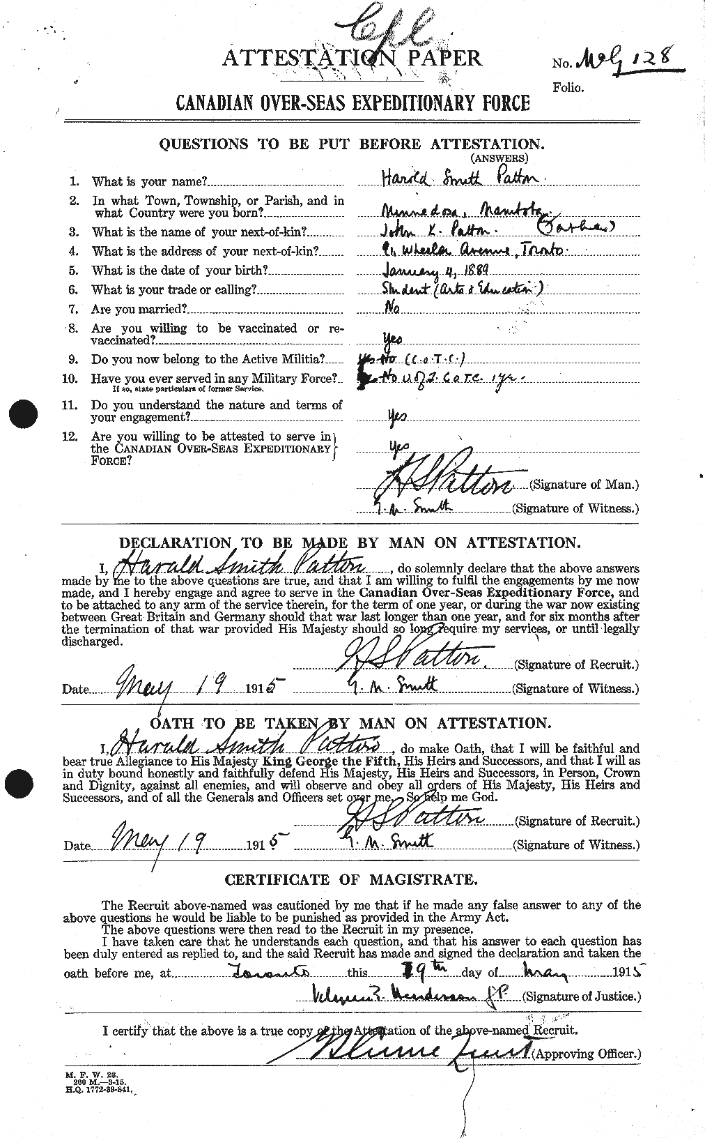 Personnel Records of the First World War - CEF 569021a