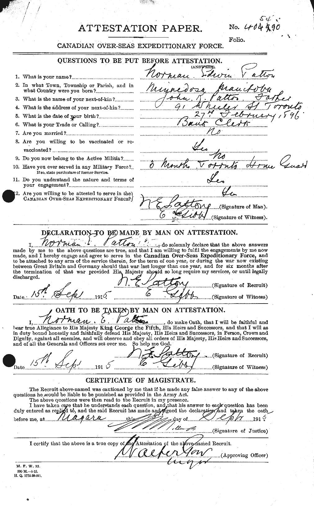 Personnel Records of the First World War - CEF 569059a