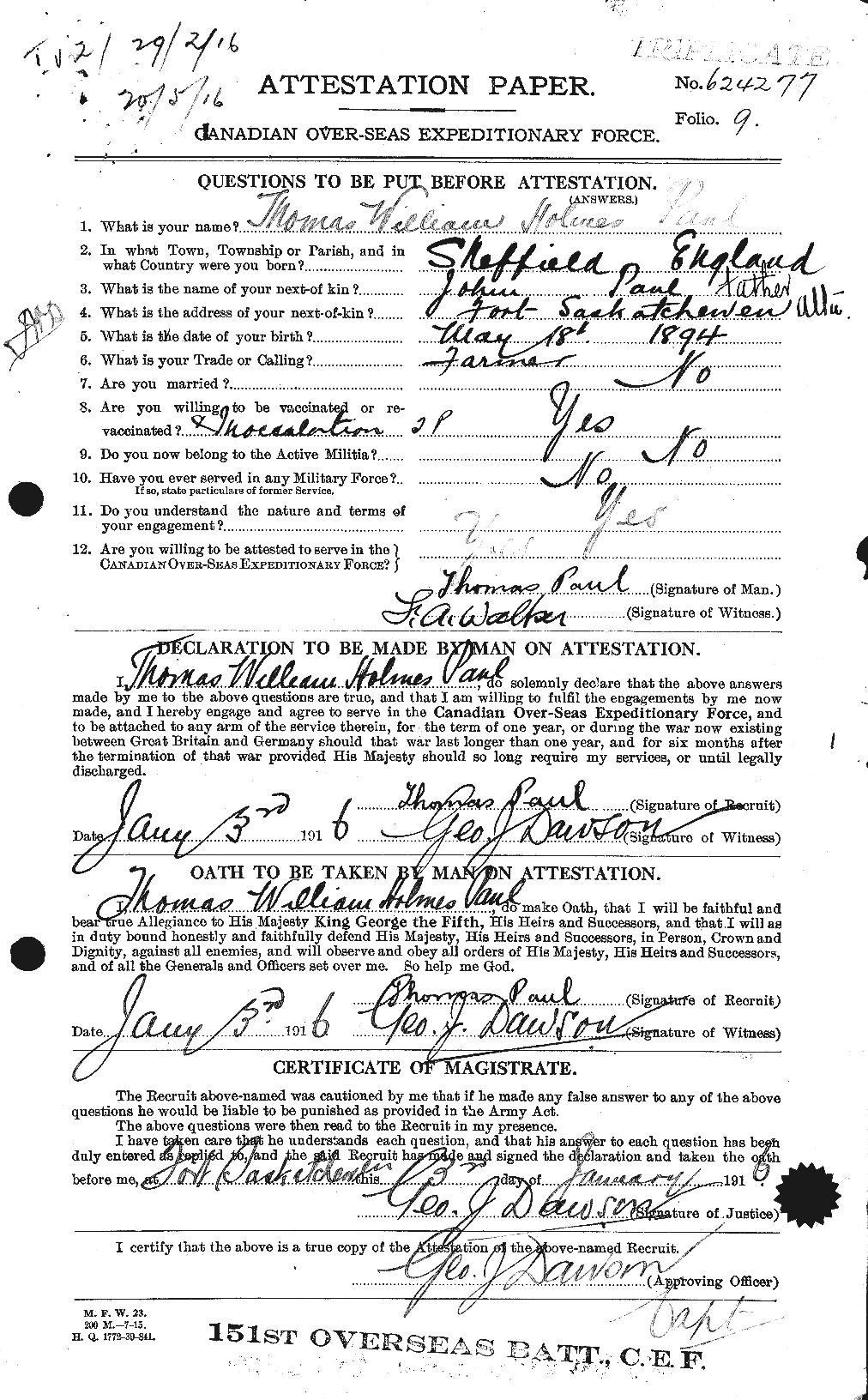 Personnel Records of the First World War - CEF 569351a