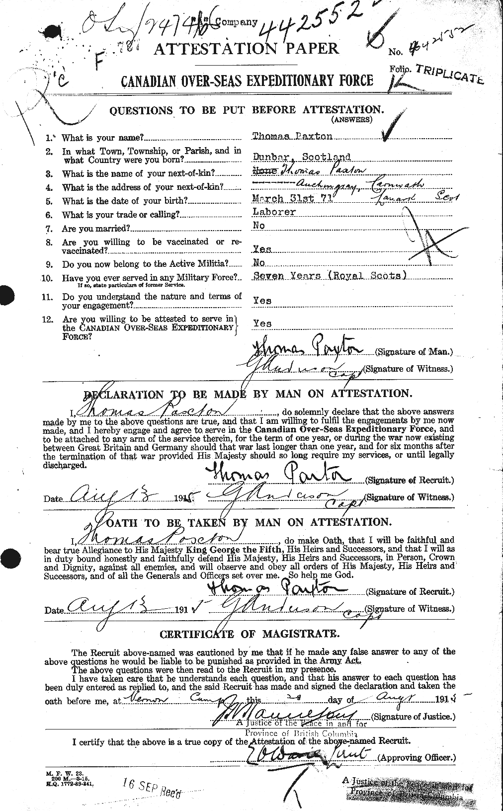 Personnel Records of the First World War - CEF 569695a